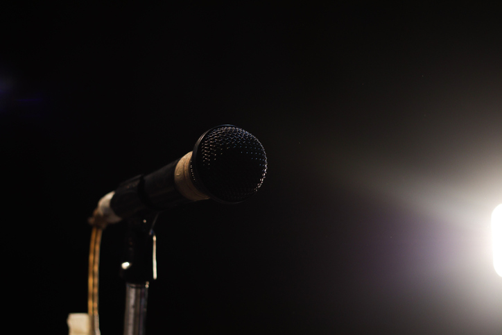 Close-Up Of Microphone In Darkroom