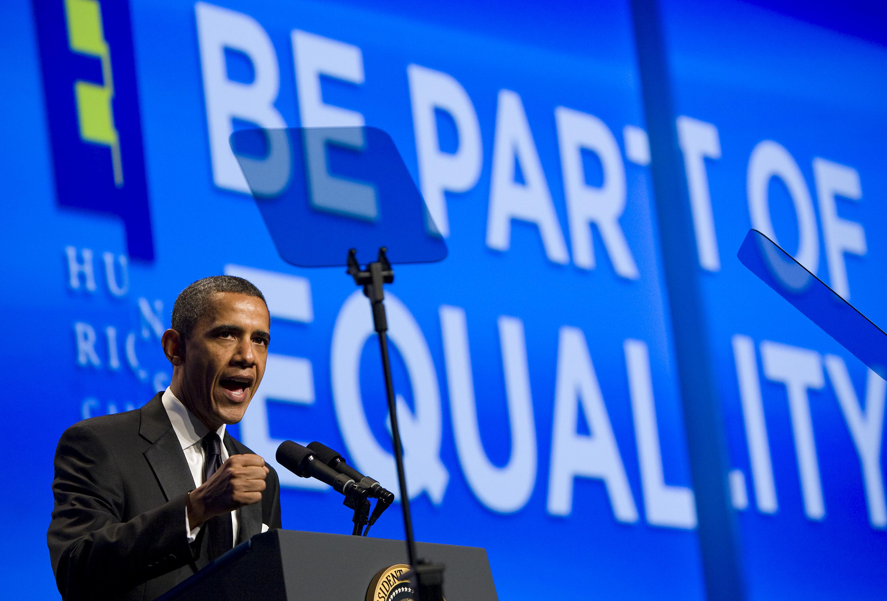 President Barack Obama Speaks at Human Rights Campaign's Annual National Dinner